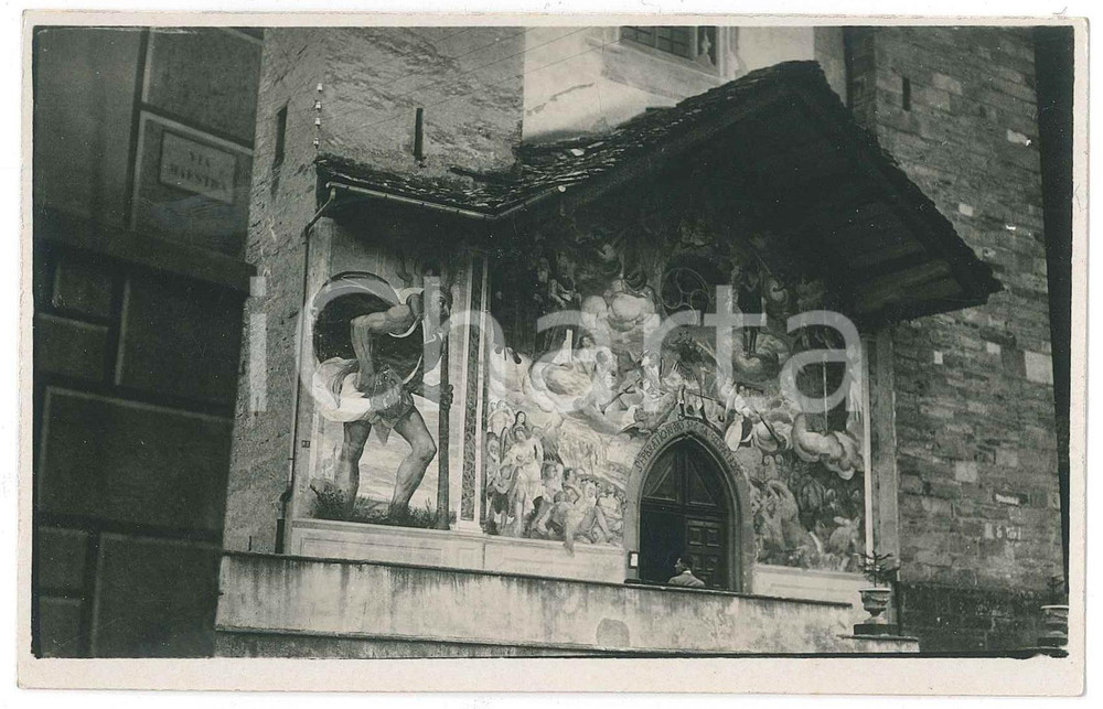 1920 ca RIVA VALDOBBIA (VC) Chiesa di S. Michele - Facciata - Foto 14x9 cm  Fotografia d'epoca, in formato cartolina postale. GOOD/buono  Formato: 14x9 cm originale e autentica 1