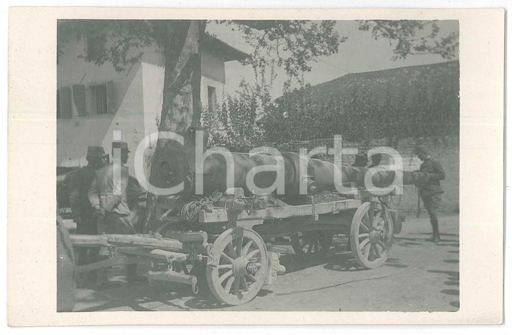 1915 ca WW1 ITALIA REGIO ESERCITO Trasporto di una bombarda - Foto 14x9 cm  Fotografia d'epoca, in formato cartolina postale. GOOD/buono  Formato: 14x9 cm originale e autentica 1