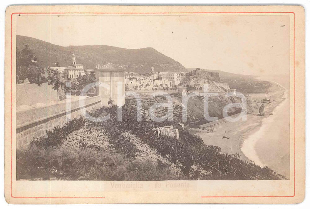 1880 ca VENTIMIGLIA - Veduta da ponente - Foto VINTAGE 16x11 cm Fotografia d'epoca, su cartoncino rigido. GOOD/buono  Formato: 16x11 cm originale e autentica 1