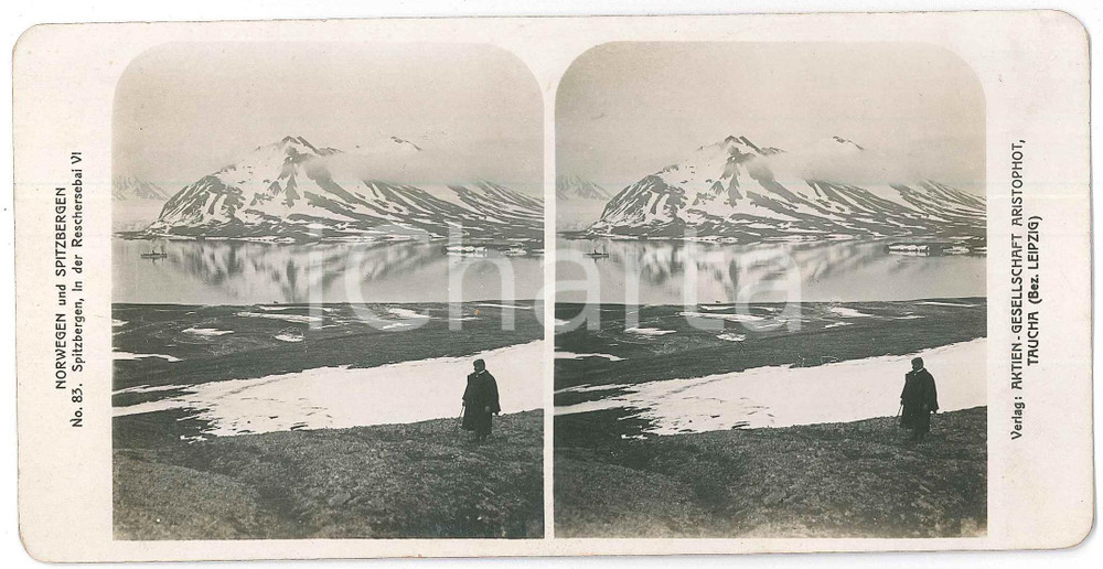 1890 ca NORWEGEN - SPITZBERGEN - ANIMATED Stereoview n° 83 Fotografia stereoscopica d'epoca, su cartoncino.FOTOGRAFO: AristophotEDITORE: Taucha-Leipzig  GOOD/buono  Formato: 18x9 cm originale e autentica 1