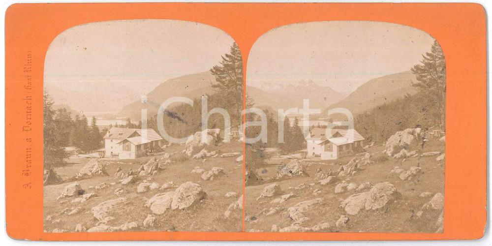 1880 ca SUISSE  - ALBINA, glacier de MARGNA *Stereoview A. BRAUN n°5585 Fotografia stereoscopica d'epoca, su cartoncino rigido.  FAIR/discreto lievi macchie Formato: 18x9 cm originale e autentica 1