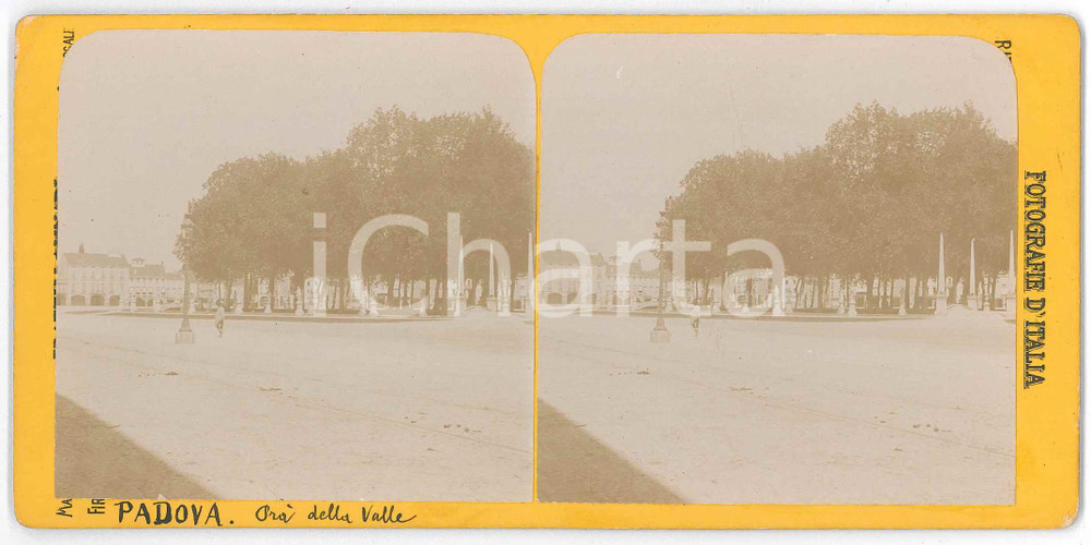 1890 ca ITALIA PADOVA Prato della Valle - Foto stereoscopica ANIMATA Fotografia stereoscopica d'epoca, su cartoncino rigido. GOOD/buono  Formato: 18x9 cm originale e autentica 1