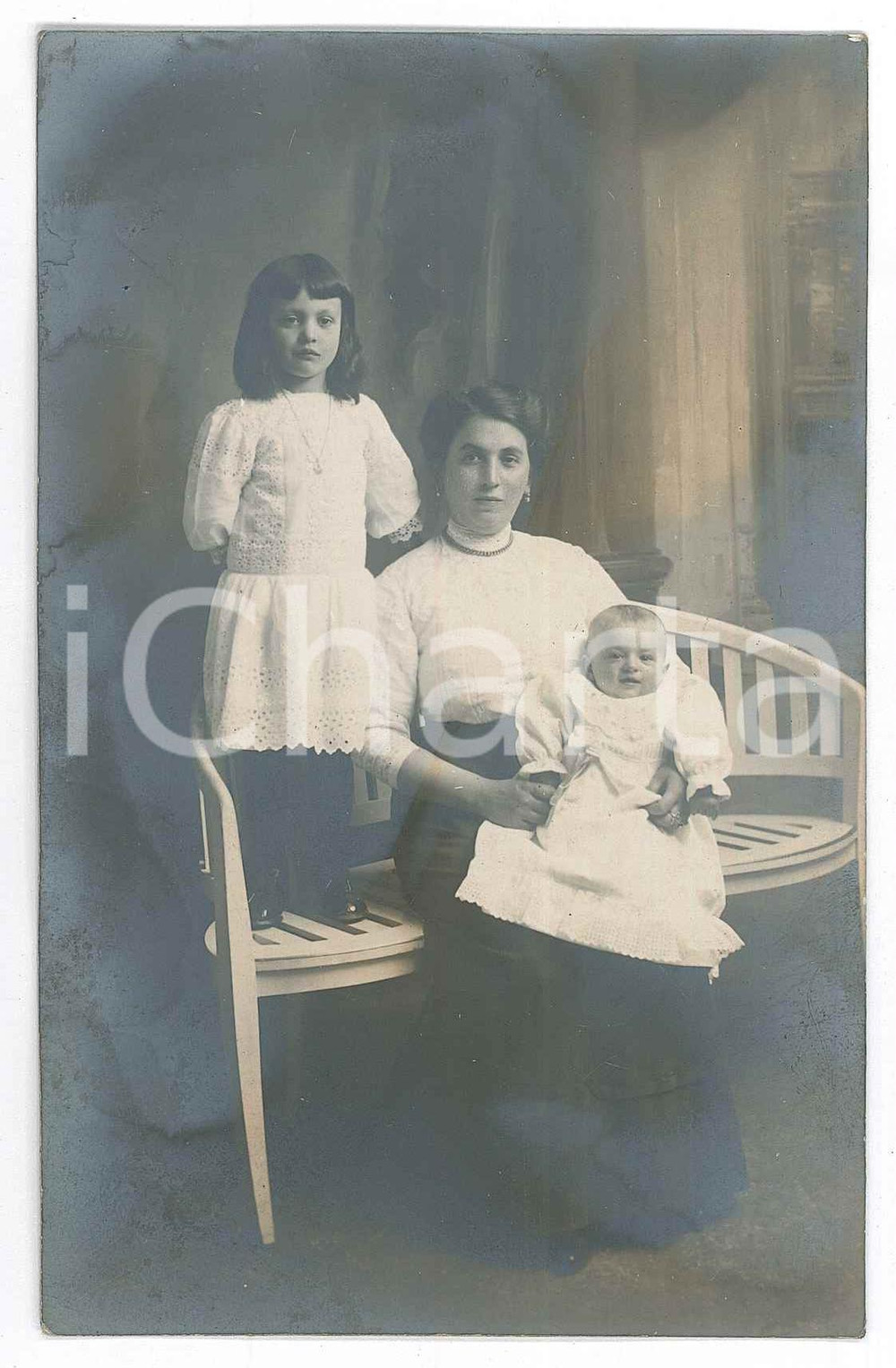 Fotografia d epoca originale 1913 DOMODOSSOLA Ritratto di donna con i figli Pia e Guglielmo  Foto 9x14 1 1