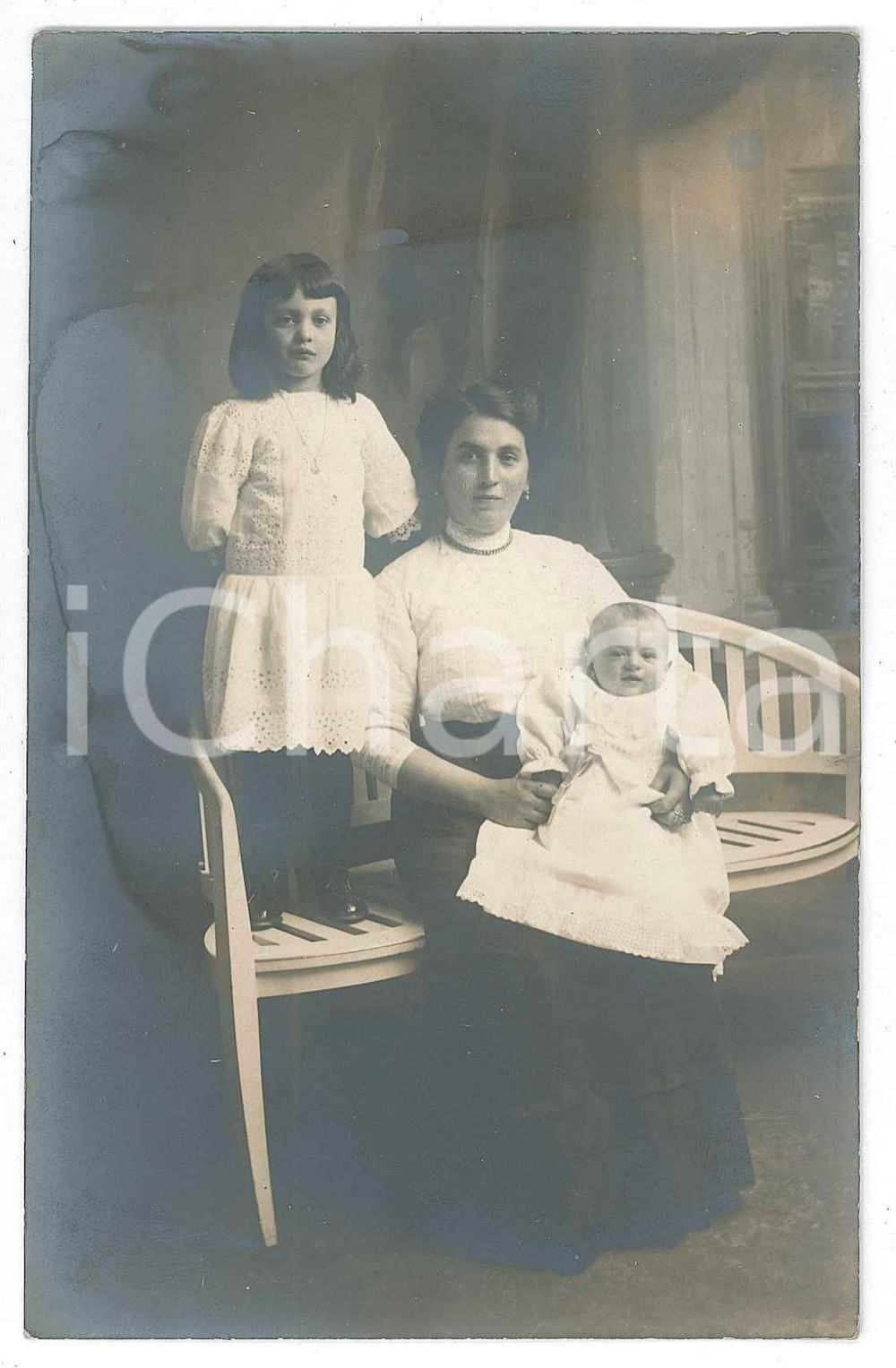 Fotografia d epoca originale 1913 DOMODOSSOLA Ritratto di donna con i figli Pia e Guglielmo  Foto 9x14 4 1