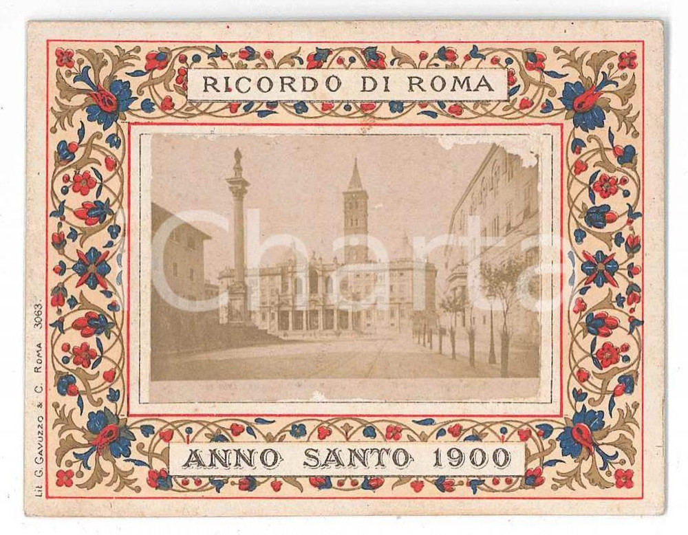 1900 ROMA - ANNO SANTO - Basilica Santa Maria Maggiore - Foto su cartoncino  Fotografia originale d'epoca, montata su cartoncino per ricordo dell'Anno Santo.Didascalia al verso: "Foto Eastman Kodad - Fotografia Editrice Artistica Cesare Vasari, Roma" POOR/danneggiato abrasioni marginali Formato: 8x6 cm originale e autentica 1
