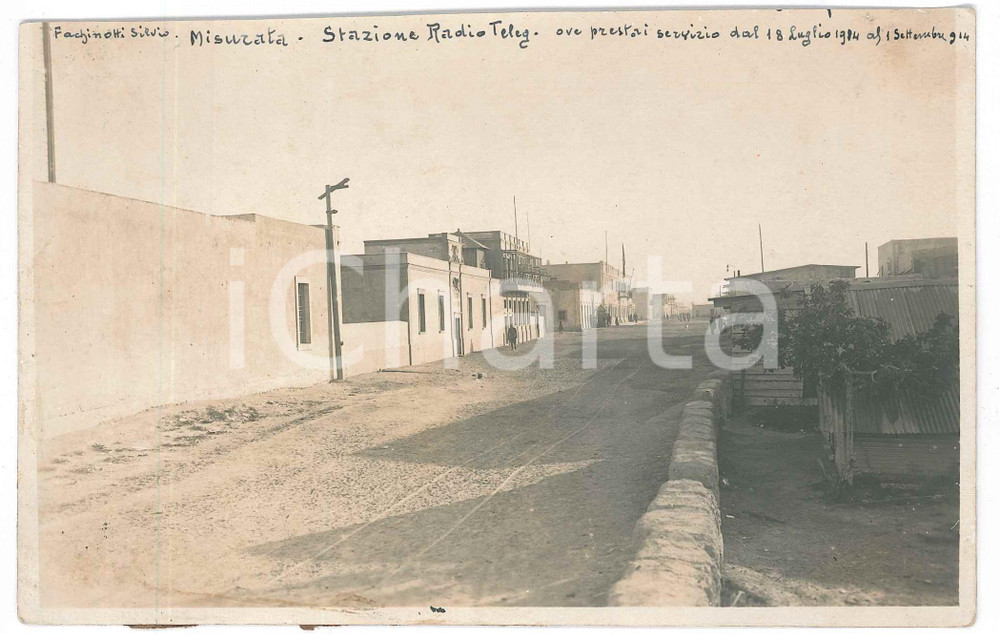 Fotografia d epoca originale 1914 MISURATA LIBIA ITALIANA Stazione radiotelegrafica  Foto 17x10,5 cm 1