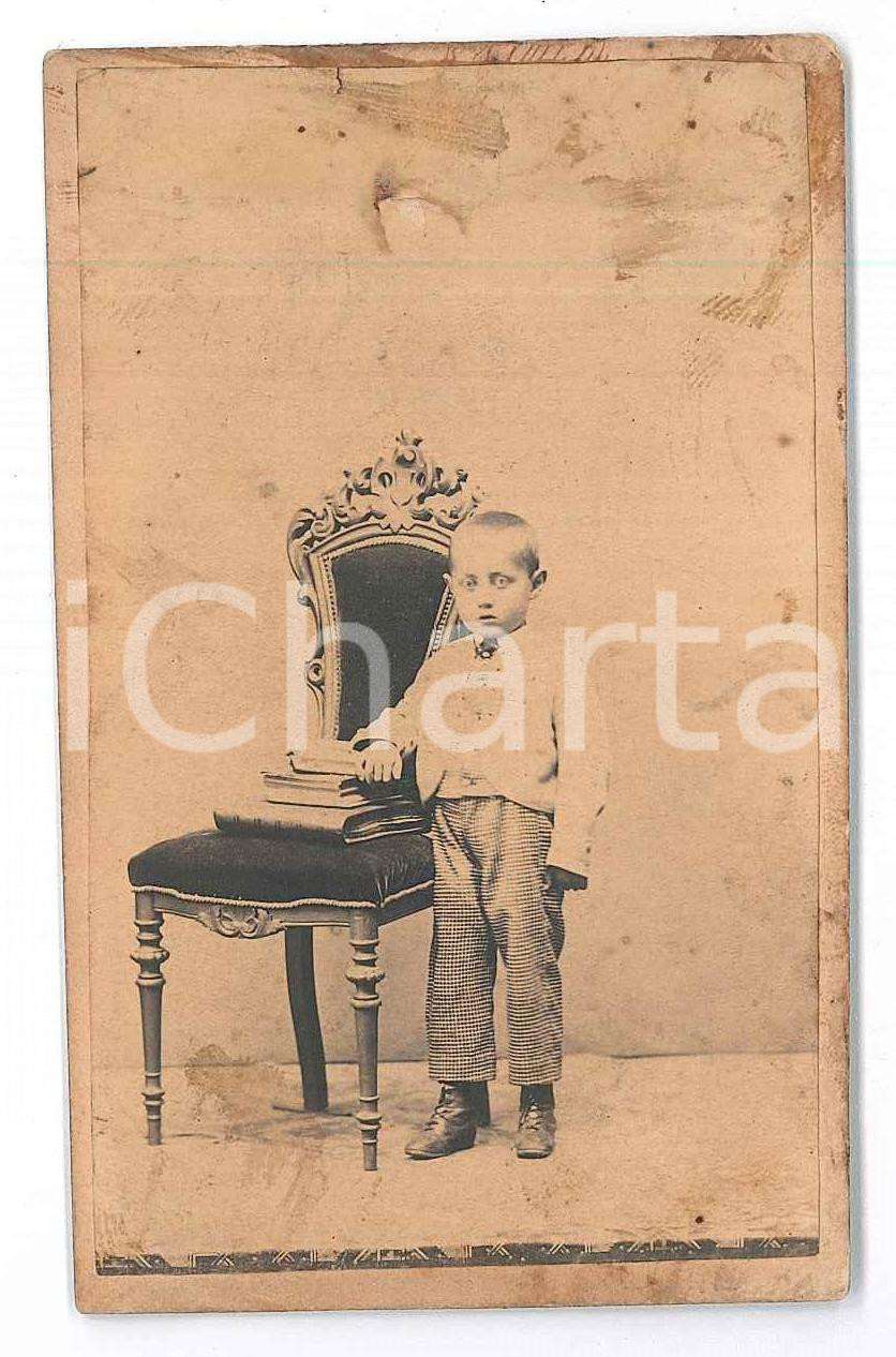 Fotografia d epoca originale 1865 ca TORINO Conte Filiberto di VERRUA bambino  Foto CDV 1