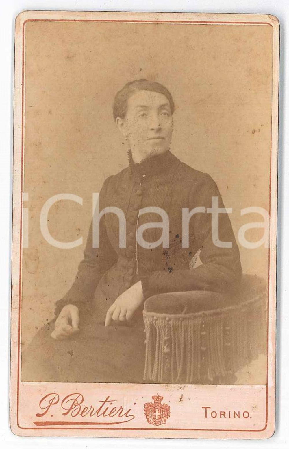 1880 ca TORINO Contessa Elisabetta di VERRUA - Ritratto - Foto BERTIERI CDV  Fotografia d'epoca, su cartoncino rigido. FAIR/discreto piccole macchie e fioriture Formato: 6x10 cm originale e autentica 1