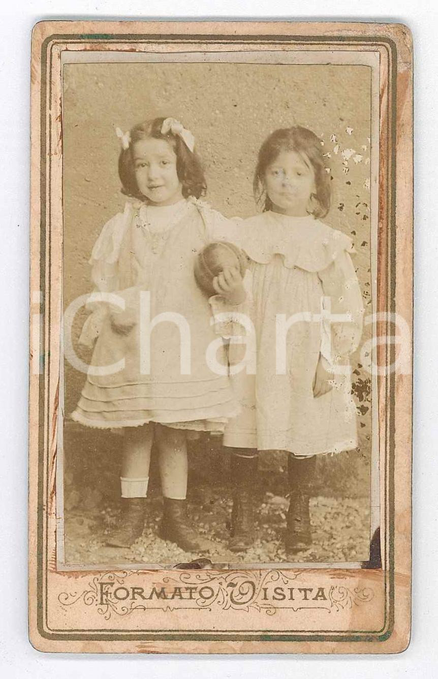 Fotografia d epoca originale 1870 ca. ITALIA  Ritratto di bambine con una palla Foto NEGRI CDV 2 1