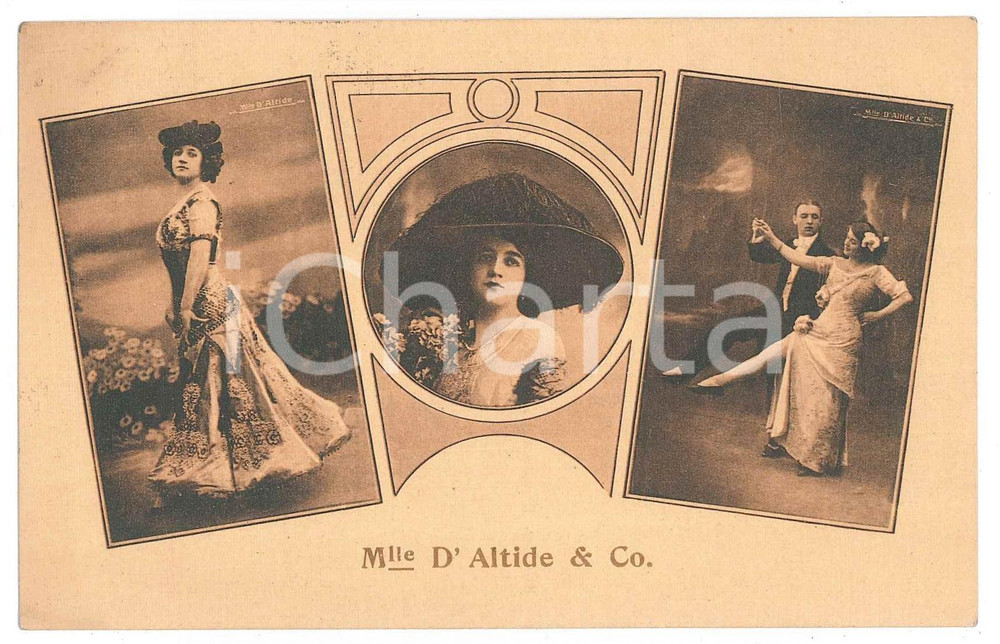1914 ITALIA - DANZA - Mlle D'ALTIDE - Tango - VINTAGE Postcard  Cartolina postale d'epoca, viaggiata.Reca al verso il timbro dello spettacolo di tango del 7 gennaio 1914 a Belluno. GOOD/buono  Formato: 9x14 cm originale e autentica 1