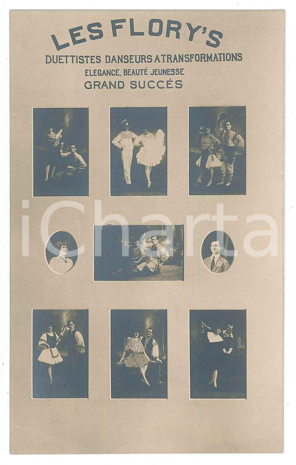 1920 ca CIRCUS LES FLORY'S Duettistes danseurs - VINTAGE Postcard  Cartolina postale d'epoca, non viaggiata. GOOD/buono  Formato: 9x14 cm originale e autentica 1