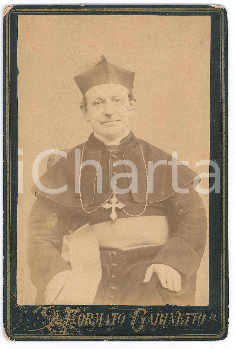 1890 ca ITALIA Ritratto di un vescovo - Fotografia 11x16 cm Fotografia d'epoca, montata su cartoncino morbido.  GOOD/buono  Formato: 11x16 cm originale e autentica 1