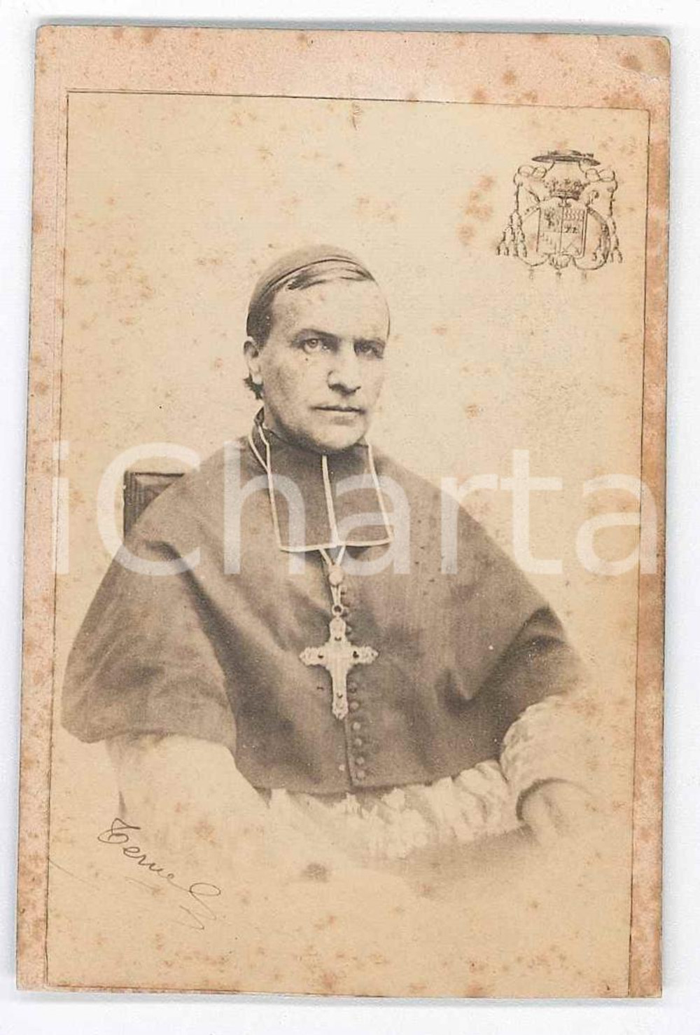 1865 ca FRANCE Portrait de jeune évêque - Photo TERUEL CDV  Fotografia d'epoca, su cartoncino morbido.  FAIR/discreto fioriture Formato: 6x10 cm originale e autentica 1
