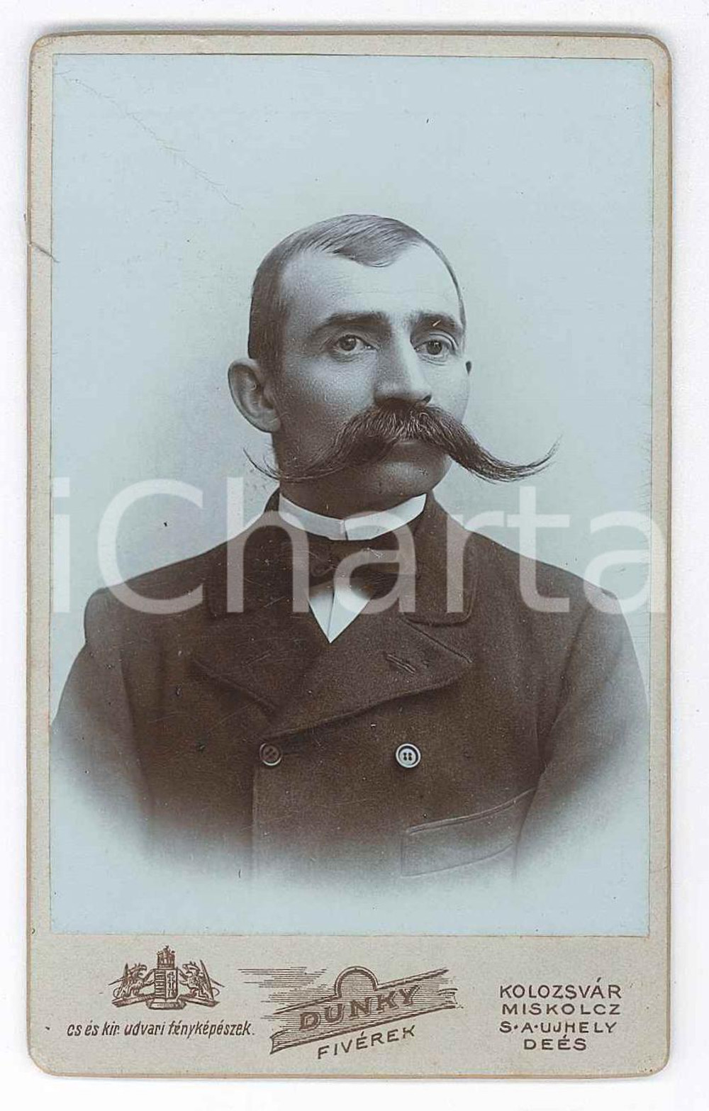 1900 ca KOLOZSVAR Cluj-Napoca - Man with long moustache - Photo DUNKY - CDV Fotografia d'epoca. GOOD/buono  Formato: 6x10 cm originale e autentica 1