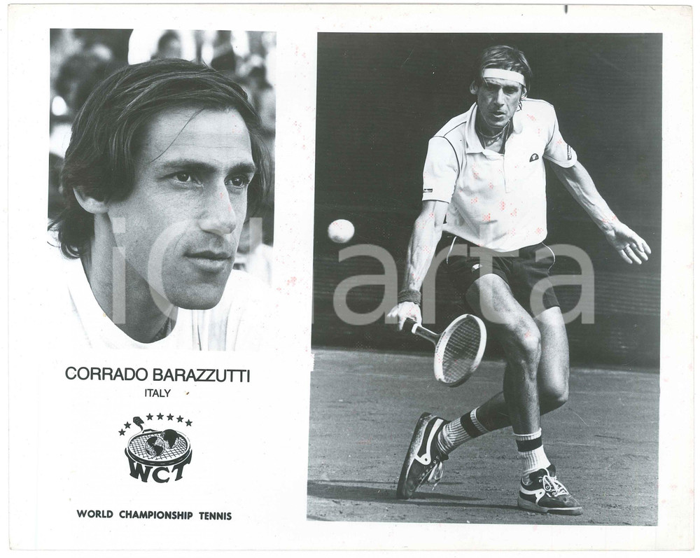 1981 WCT World Championship Tennis - Corrado BARAZZUTTI Italy - Photo 25x20  Fotografia d'epoca. POOR/danneggiato Lievi smussature agli angoli, macchie di inchiostro al recto Formato: 25x20 originale e autentica 1