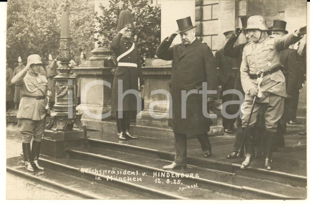 1925 MUNCHEN(GERMANY) Reichspräsident Paul von HINDENBURG - Postcard RPPC Cartolina postale d'epoca.   FAIR/discreto vasto residuo cartaceo al verso Formato: 14x9 cm originale e autentica 1