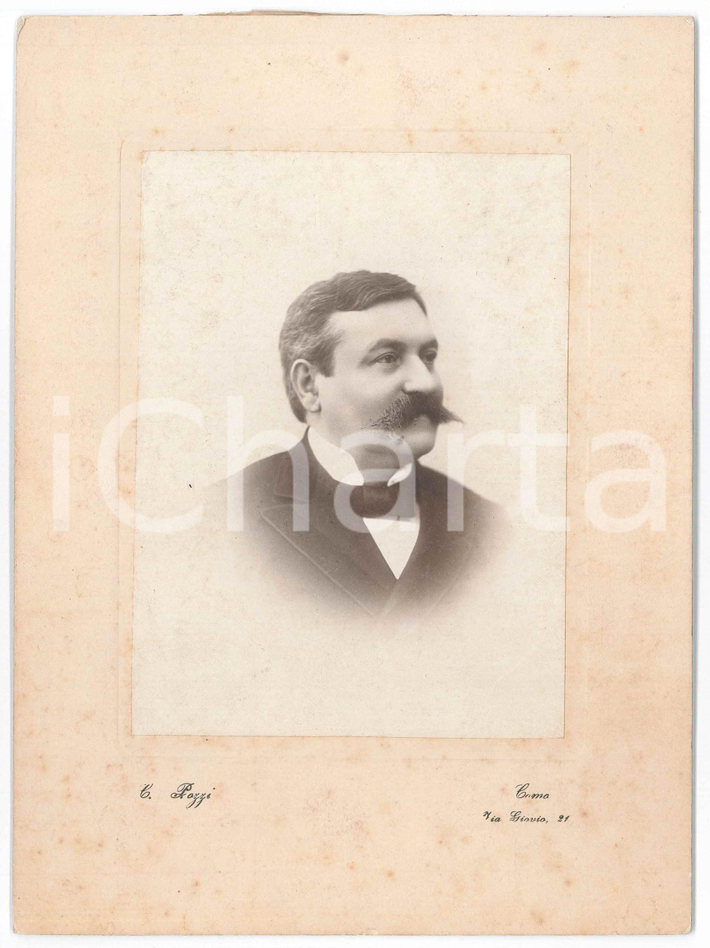 1900 ca COMO Sindaco Giovan Battista CADENAZZI - Ritratto *Foto C. POZZI  Fotografia d'epoca, montata su cartoncino rigido. GOOD/buono  Formato: 16x22 cm originale e autentica 1