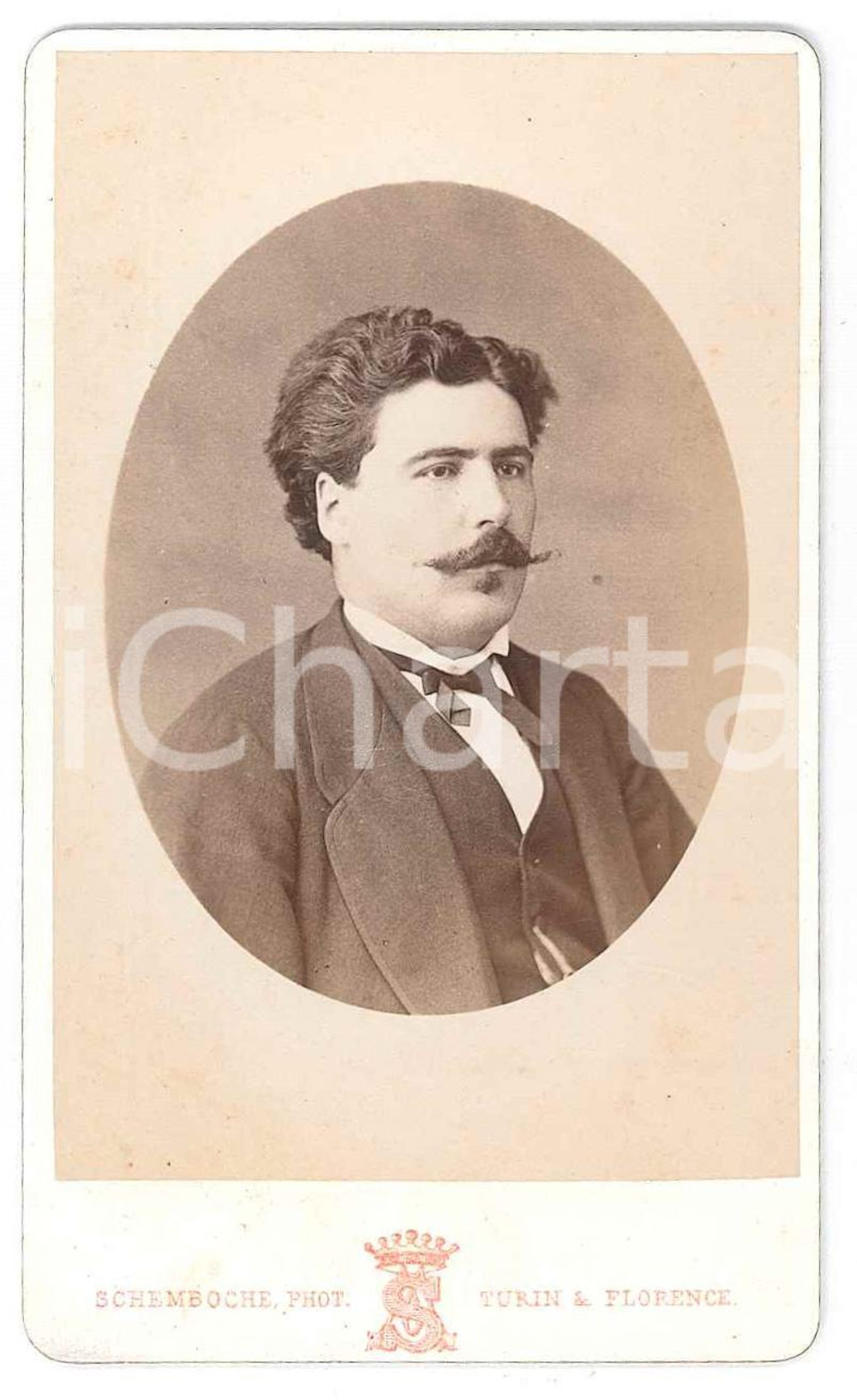 1870 ca TORINO Ritratto maschile di profilo - Foto SCHEMBOCHE CDV  Fotografia d'epoca, su cartoncino morbido. GOOD/buono  Formato: 6x10 cm originale e autentica 1