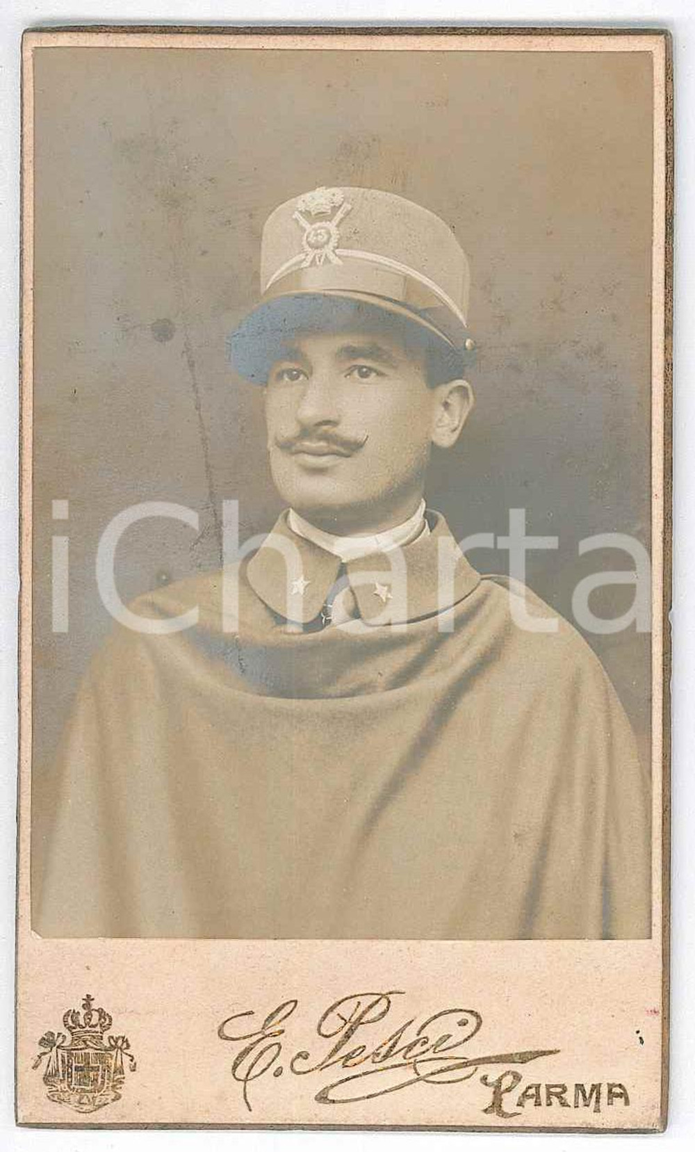 1905 ca REGIO ESERCITO - PARMA - Ufficiale 43° Fanteria *Foto E. PESCI CDV Fotografia originale d'epoca, su cartoncino rigido. GOOD/buono  Formato: 6x10 cm originale e autentica 1