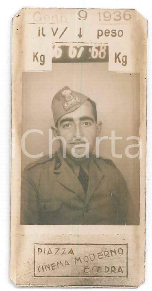 1936 ROMA Piazza Esedra - Cinema MODERNO -Ufficiale GENIO - Foto 4x8 cm Fotografia originale d'epoca, con didascalia al verso. GOOD/buono  Formato: 4x8 cm originale e autentica 1