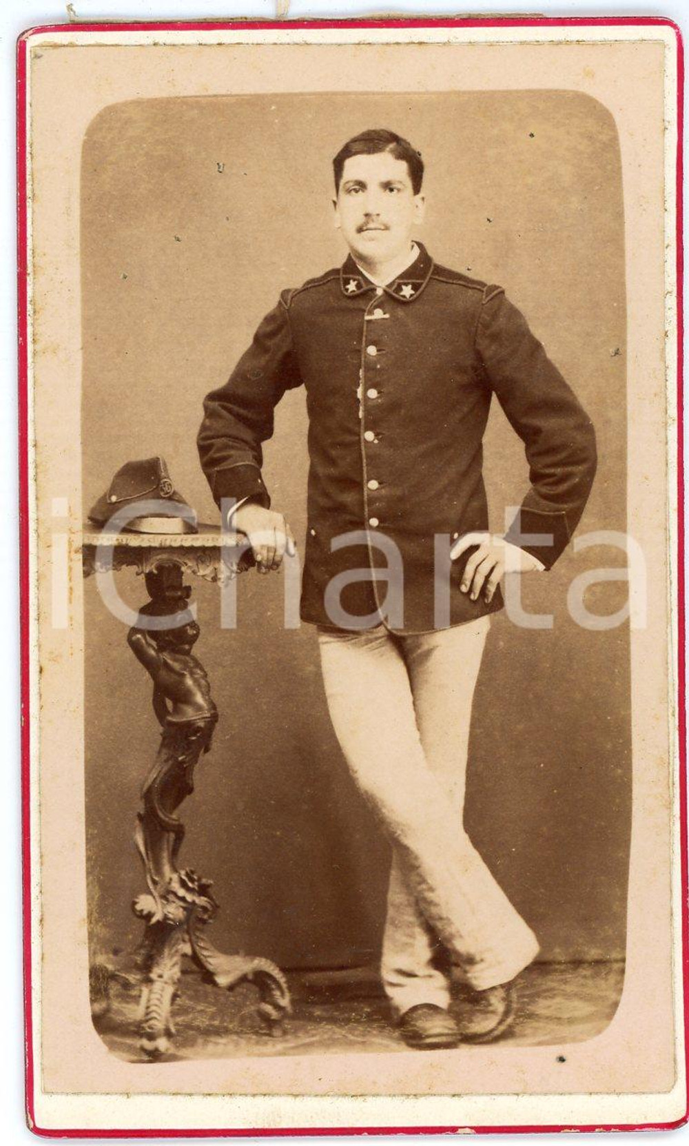 1876 ROMA REGIO ESERCITO Ufficiale del 36° Regg. Fanteria *Foto BANCALARI CDV  Fotografia d'epoca, su cartoncino rigido.FOTOGRAFO: Vincenzo Bancalari - Roma, via di Ripetta 191 GOOD/buono  Formato: 6x10 cm originale e autentica 1
