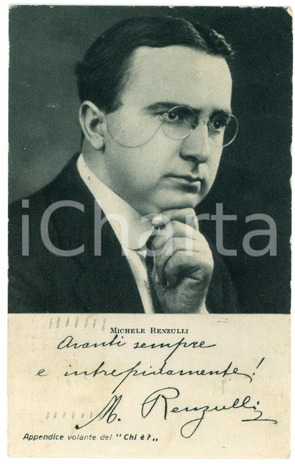 1928 Michele RENZULLI - CARTOLINE PARLANTI Ed. FORMIGGINI FP V Cartolina postale d'epoca, viaggiata. FAIR/discreto Abrasioni e piegature angolari e laterali Formato: 9x14 cm originale e autentica 1