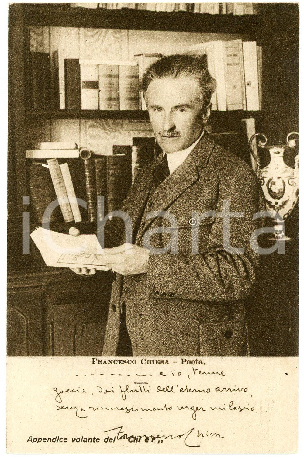1928 Francesco CHIESA - Poeta - CARTOLINE PARLANTI Ed. FORMIGGINI FP NV Cartolina postale d'epoca, non viaggiata. GOOD/buono Lievi abrasioni angolari Formato: 9x14 cm originale e autentica 1