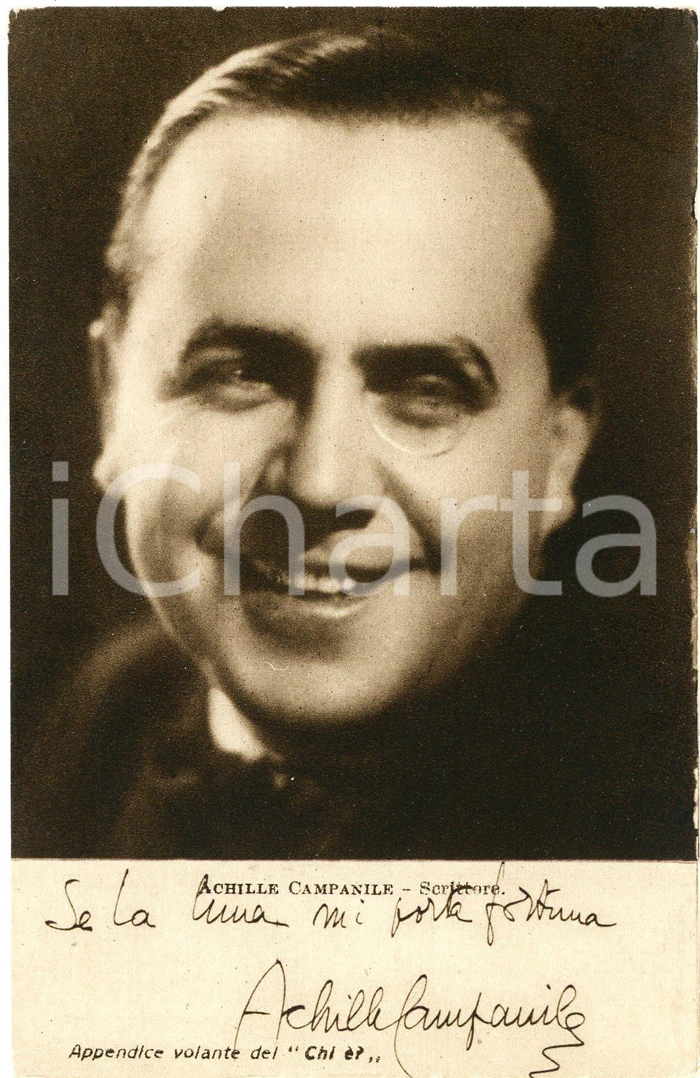 1928 Achille CAMPANILE - Scrittore - CARTOLINE PARLANTI Ed. FORMIGGINI FP NV Cartolina postale d'epoca, non viaggiata. FAIR/discreto Lievi abrasioni angolari e al lato superiore Formato: 9x14 cm originale e autentica 1