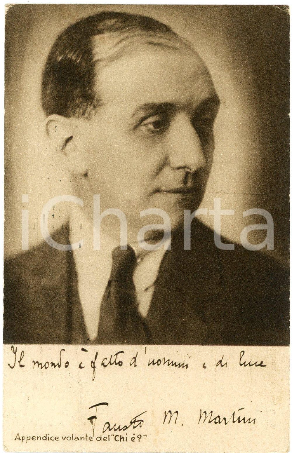 1928 Filippo Maria MARTINI - Poeta - CARTOLINE PARLANTI Ed. FORMIGGINI FP V Cartolina postale d'epoca, viaggiata. FAIR/discreto Lievi abrasioni angolari Formato: 9x14 cm originale e autentica 1