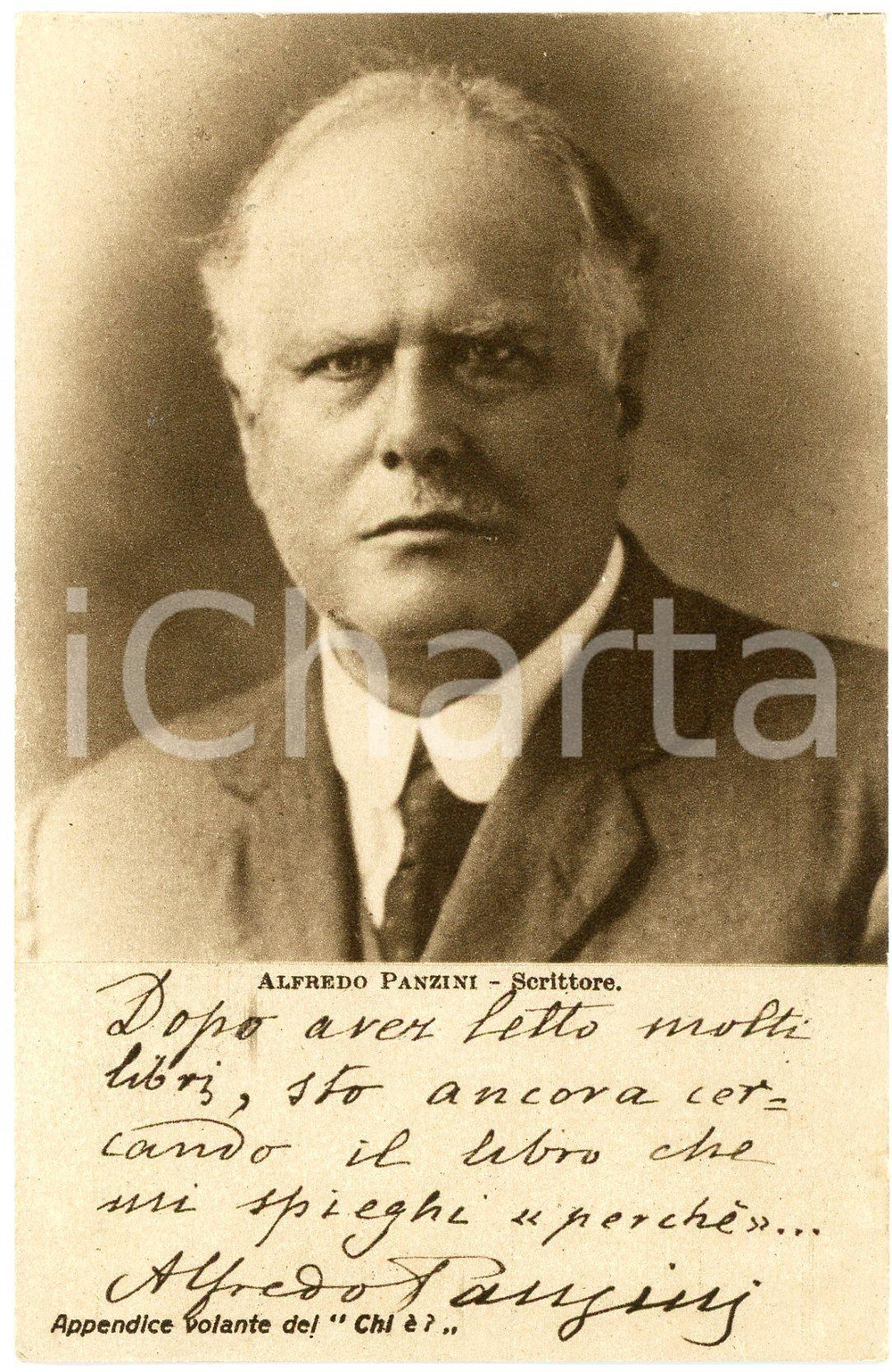 1928 Alfredo PANZINI - Scrittore - CARTOLINE PARLANTI Ed. FORMIGGINI FP NV Cartolina postale d'epoca, non viaggiata. GOOD/buono Lievi abrasioni e piegature angolari Formato: 9x14 cm originale e autentica 1
