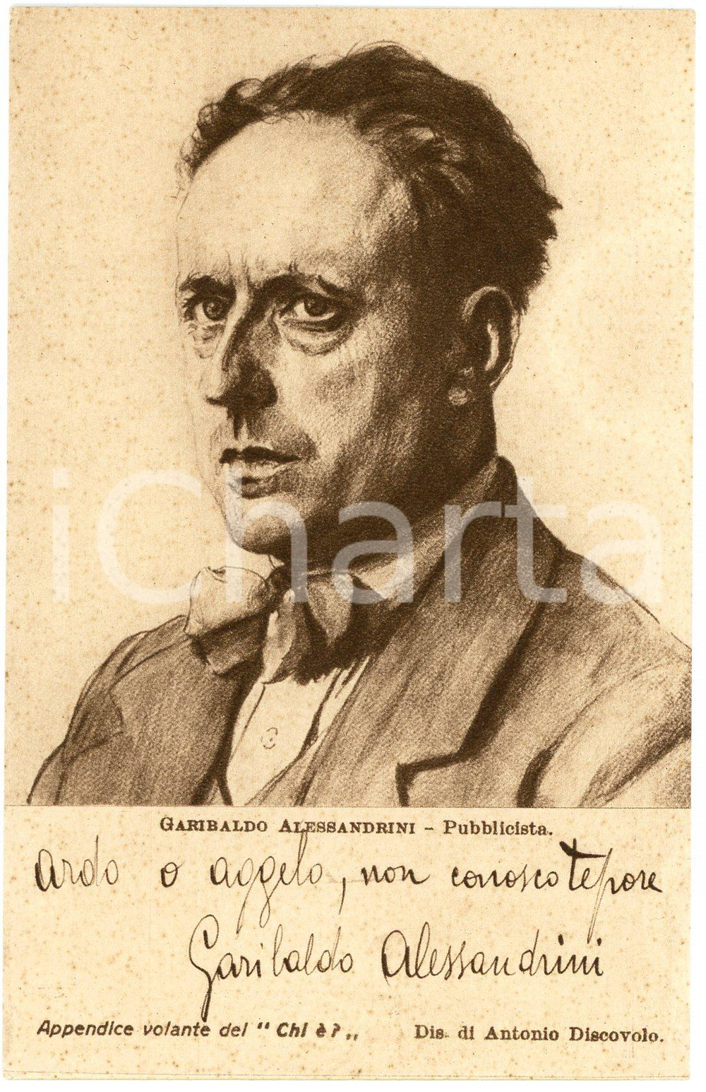 1928 Garibaldo ALESSANDRINI Pubblicista CARTOLINE PARLANTI Ed. FORMIGGINI NV Cartolina postale d'epoca, non viaggiata. GOOD/buono Fioriture diffuse Formato: 9x14 cm originale e autentica 1