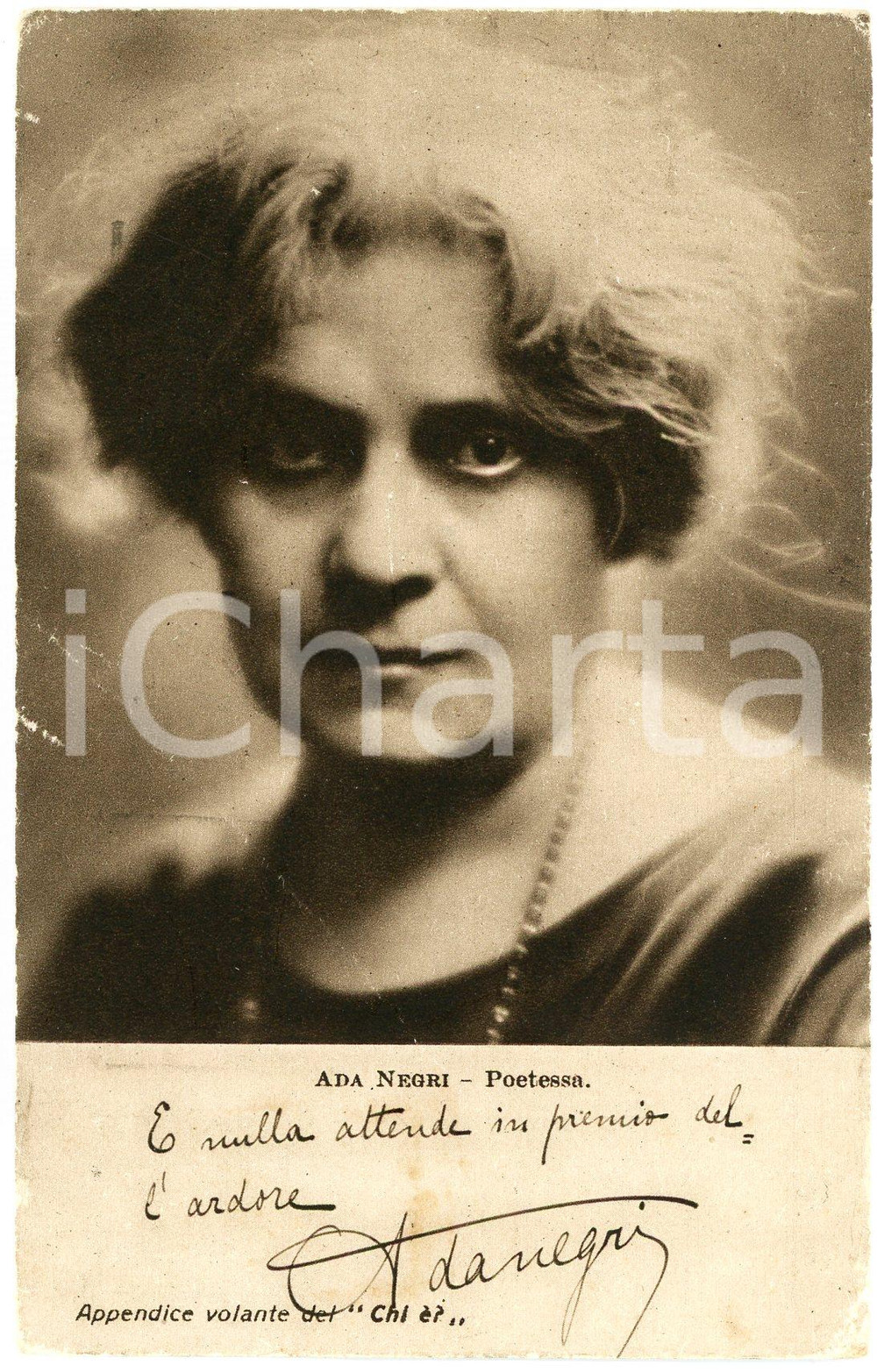 1928 Ada NEGRI - Poetessa - CARTOLINE PARLANTI Ed. FORMIGGINI FP V Cartolina postale d'epoca, viaggiata. POOR/danneggiato Evidenti abrasioni e piegature angolari, abrasioni e piegature anche ai lati Formato: 9x14 cm originale e autentica 1
