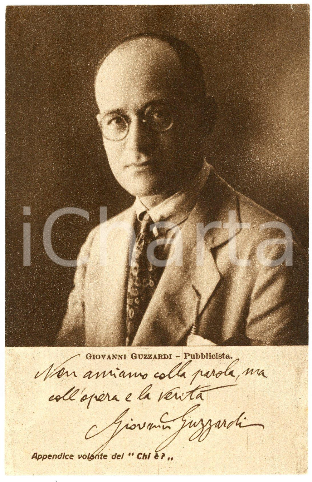 1928 Giovanni GUZZARDI - Pubblicista - CARTOLINE PARLANTI Ed. FORMIGGINI FP NV Cartolina postale d'epoca, non viaggiata. FAIR/discreto Lievi smussature e piegature angolari, tracce d'umidità ai lati inferiori Formato: 9x14 cm originale e autentica 1