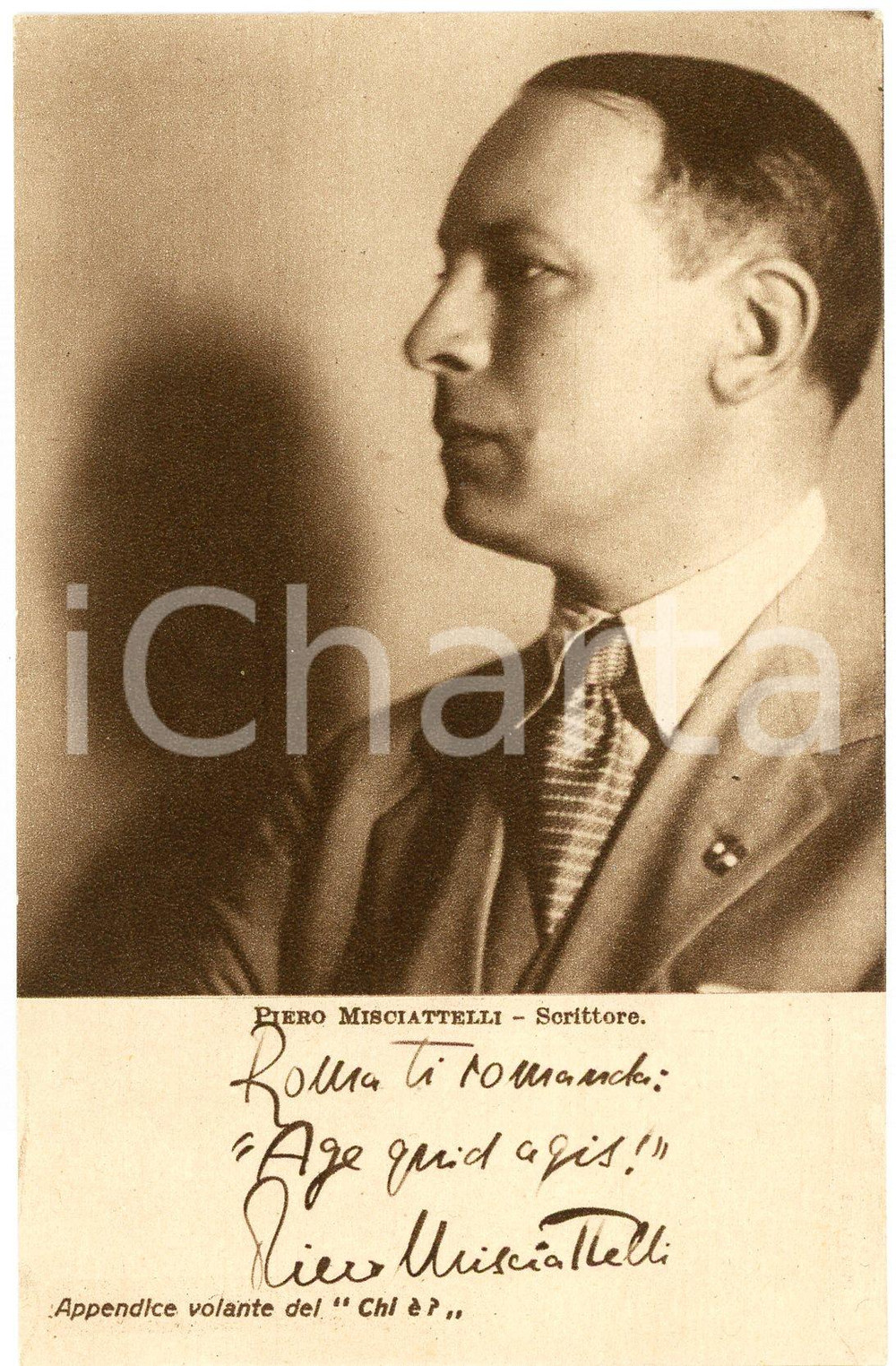 1928 Piero MISCIATTELLI - Scrittore -CARTOLINE PARLANTI Ed. FORMIGGINI FP NV Cartolina postale d'epoca, non viaggiata. GOOD/buono Minime smussature angolari Formato: 9x14 cm originale e autentica 1