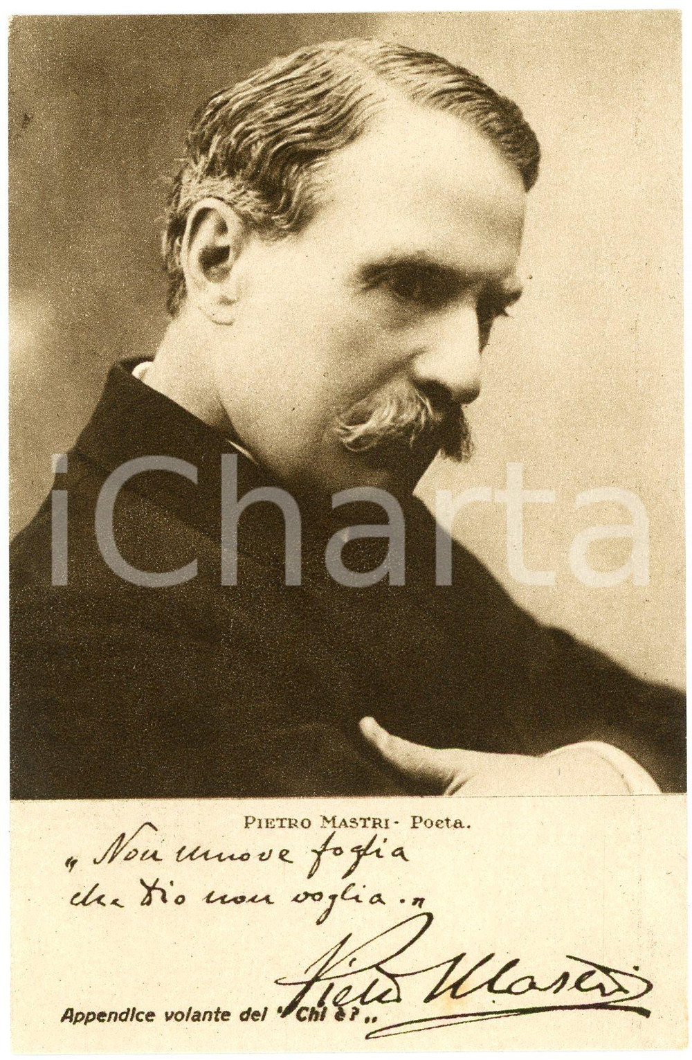 1928 Pietro MASTRI - Poeta - CARTOLINE PARLANTI Ed. FORMIGGINI FP NV Cartolina postale d'epoca, non viaggiata. GOOD/buono Lievi smussature angolari Formato: 9x14 cm originale e autentica 1