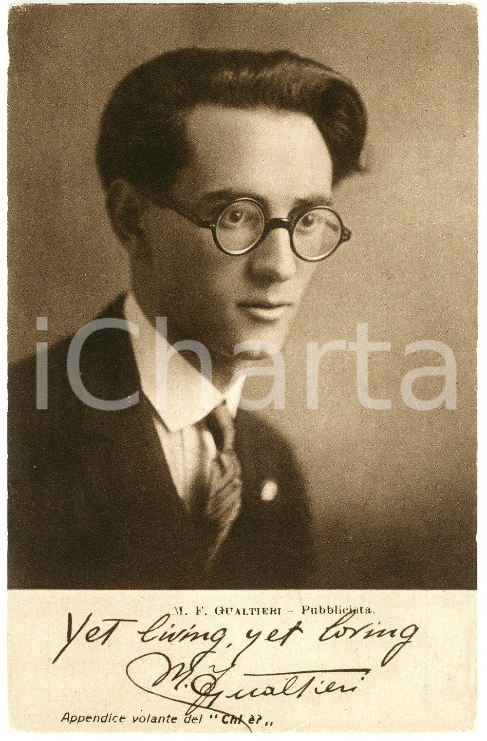 1928 M. F. GUALTIERI - Pubblicista - CARTOLINE PARLANTI Ed. FORMIGGINI FP NV Cartolina postale d'epoca, non viaggiata. FAIR/discreto Abrasioni e lievi piegature angolari Formato: 9x14 cm originale e autentica 1