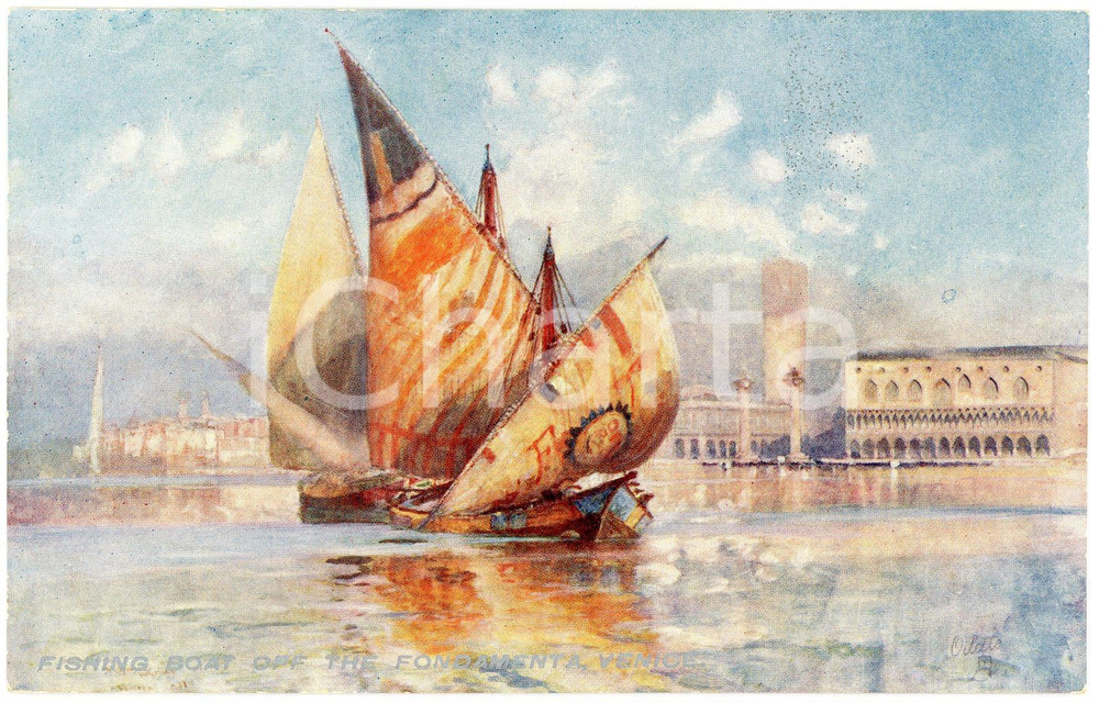 1920 ca VENICE Fishing boat off the Fondamenta Venice - Postcard WIDE WIDE WORLD  Cartolina postale d'epoca, non viaggiata. FAIR/discreto Smussature agli angoli Formato: FP originale e autentica 1