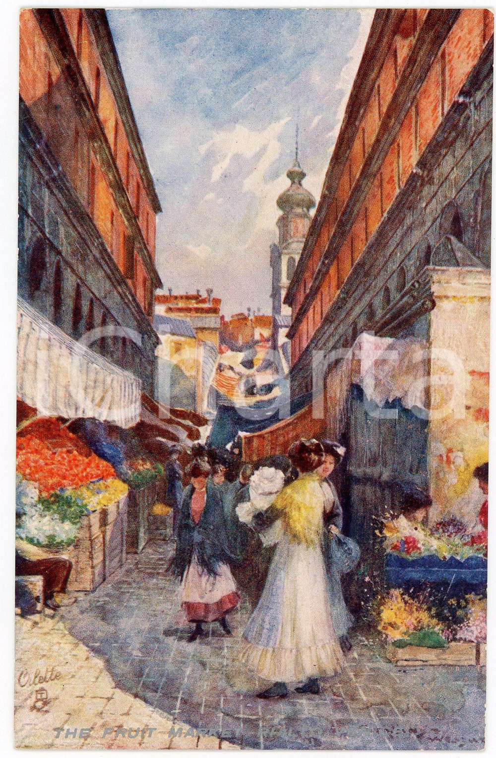 1920 ca VENICE - RIALTO Fruit market - Postcard series WIDE WIDE WORLD  Cartolina postale d'epoca, non viaggiata. FAIR/discreto Smussature agli angoli Formato: FP originale e autentica 1