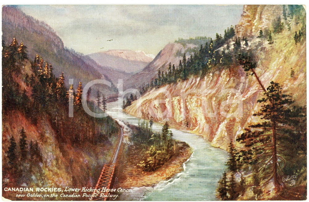 1920 ca CANADIAN ROCKIES Lower Kicking - Canadian Pacific Railway Postcard n2519  Cartolina postale d'epoca, non viaggiata.EDITORE: Raphael Tuck &amp; Sons FAIR/discreto Smussature  agli angoli, Formato: FP originale e autentica 1