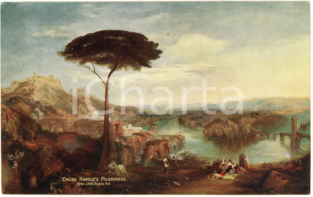 1920 ca Artist J.M.W. TURNER Childe Harold's pilgrimage ILLUSTRATED Postcard  Cartolina postale d'epoca, non viaggiata.EDITORE: Raphael Tuck &amp; Sons FAIR/discreto Smussature  agli angoli, Formato: FP originale e autentica 1