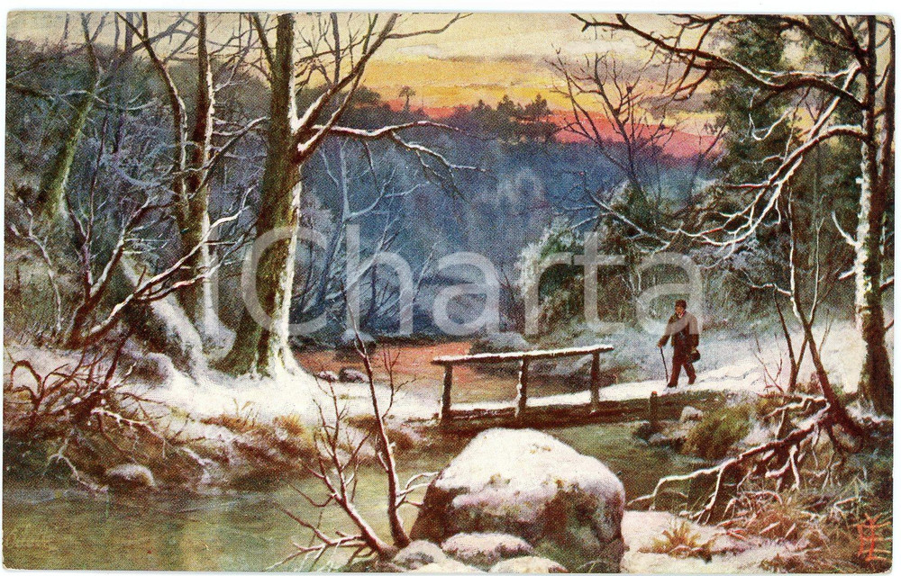 1920 ca Artist E. LONGSTAFFE In the depth of winter ILLUSTRATED Postcard n. 9567  Cartolina postale d'epoca, non viaggiata.EDITORE: Raphael Tuck &amp; Sons FAIR/discreto Smussature  agli angoli, abrasione al margine superiore Formato: FP originale e autentica 1