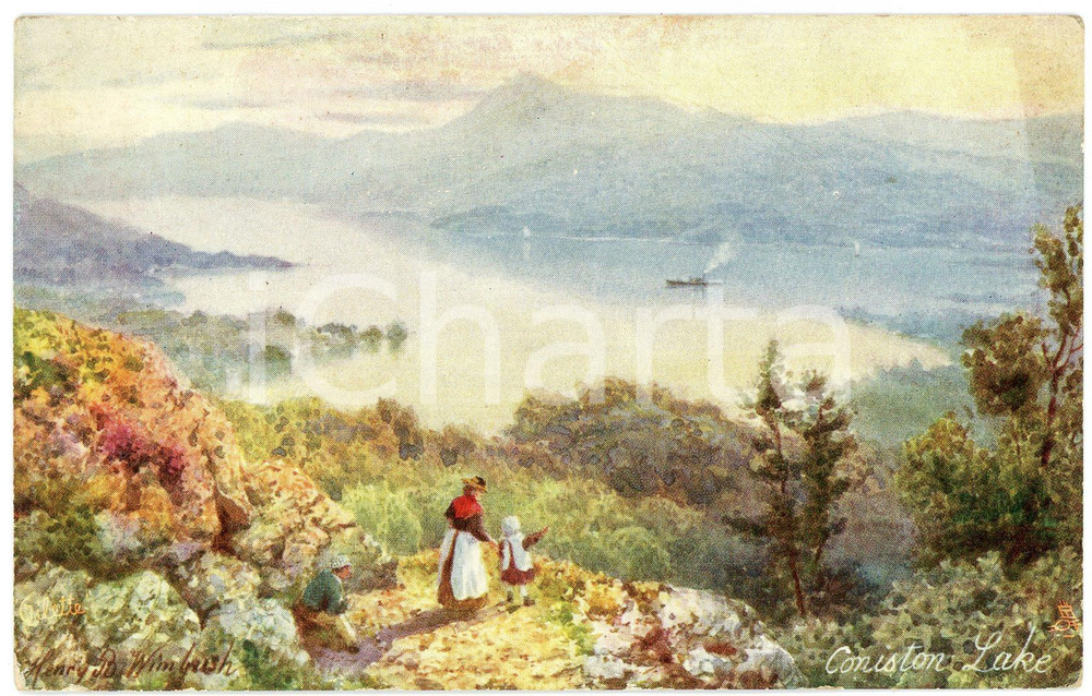 1920 ca CONISTON LAKE Artist H.B. WIMBUSH PIcturesque english lakes - Postcard  Cartolina postale d'epoca, non viaggiata.EDITORE: Raphael Tuck &amp; Sons FAIR/discreto Smussature  agli angoli, piegature al margine superiore, aloni Formato: FP originale e autentica 1