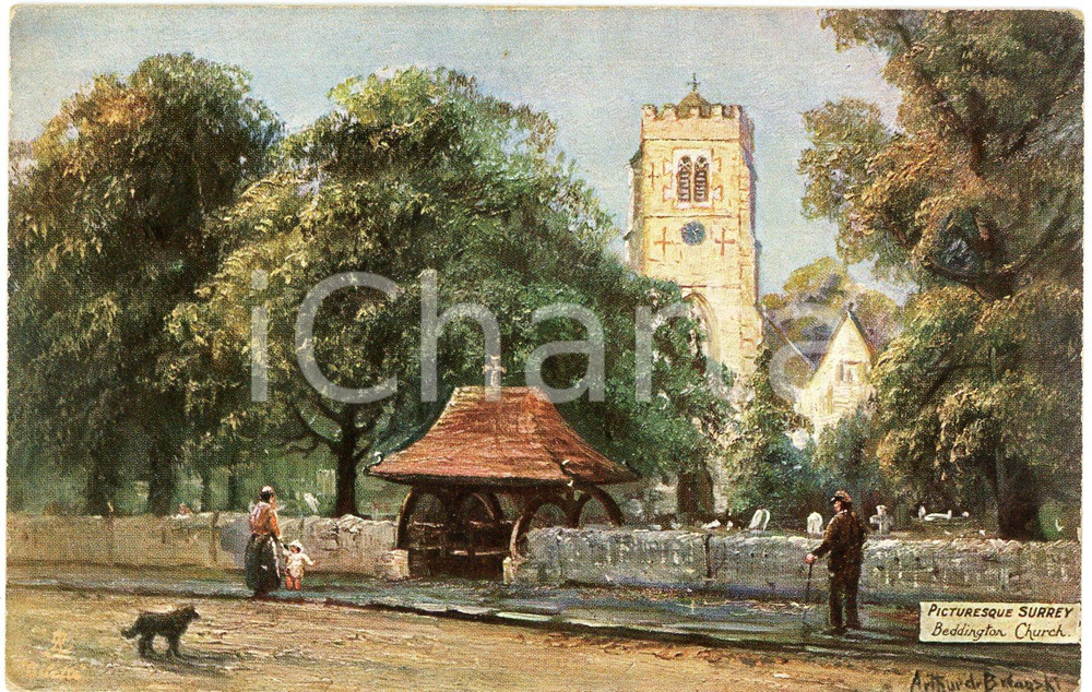 1920 ca BEDDINGTON Church of St. Mary - Picturesque counties - Postcard n. 7723  Cartolina postale d'epoca, non viaggiata.EDITORE: Raphael Tuck &amp; Sons FAIR/discreto Smussature  agli angoli Formato: FP originale e autentica 1
