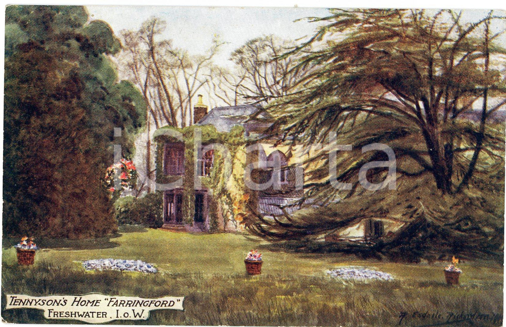 1920 ca TENNYSON'S COUNTY Home Farringford - Freshwater ILLUSTRATED Postcard  Cartolina postale d'epoca, non viaggiata.EDITORE: Raphael Tuck &amp; Sons FAIR/discreto Smussature agli angoli Formato: FP originale e autentica 1