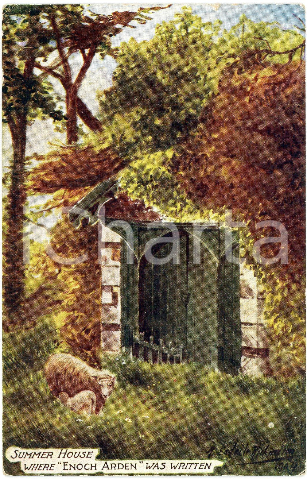 1920 ca TENNYSON'S COUNTY - SUMMER HOUSE Where Enoch Arden was written Postcard  Cartolina postale d'epoca, non viaggiata.EDITORE: Raphael Tuck &amp; Sons FAIR/discreto Smussature agli angoli Formato: FP originale e autentica 1