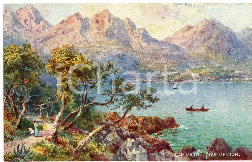 1920 ca CAP MARTIN - MENTON Landscape ILLUSTRATED Postcard Serie 993 n. 123  Cartolina postale d'epoca, non viaggiata ma con nota manoscritta al verso.EDITORE: Raphael Tuck &amp; Sons FAIR/discreto Smussature agli angoli Formato: FP originale e autentica 1