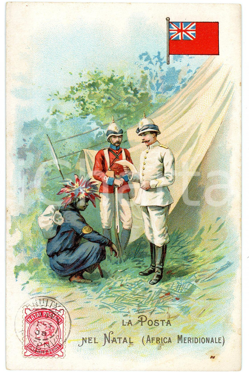 1920 ca MILANO Posta nel NATAL AFRICA MERIDIONALE Pubblicità LYSOFORM Cartolina  Cartolina postale d'epoca, non viaggiata. FAIR/discreto Smussature agli angoli Formato: FP originale e autentica 1