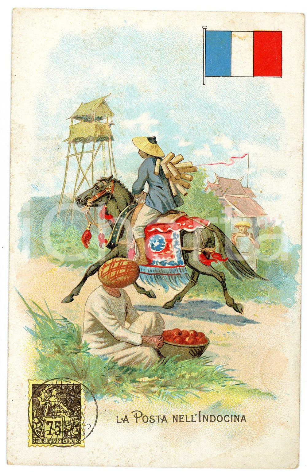 1920 ca MILANO Posta nell'INDOCINA Pubblicità LYSOFORM Brioschi - Cartolina  Cartolina postale d'epoca, non viaggiata. FAIR/discreto Smussature agli angoli Formato: FP originale e autentica 1