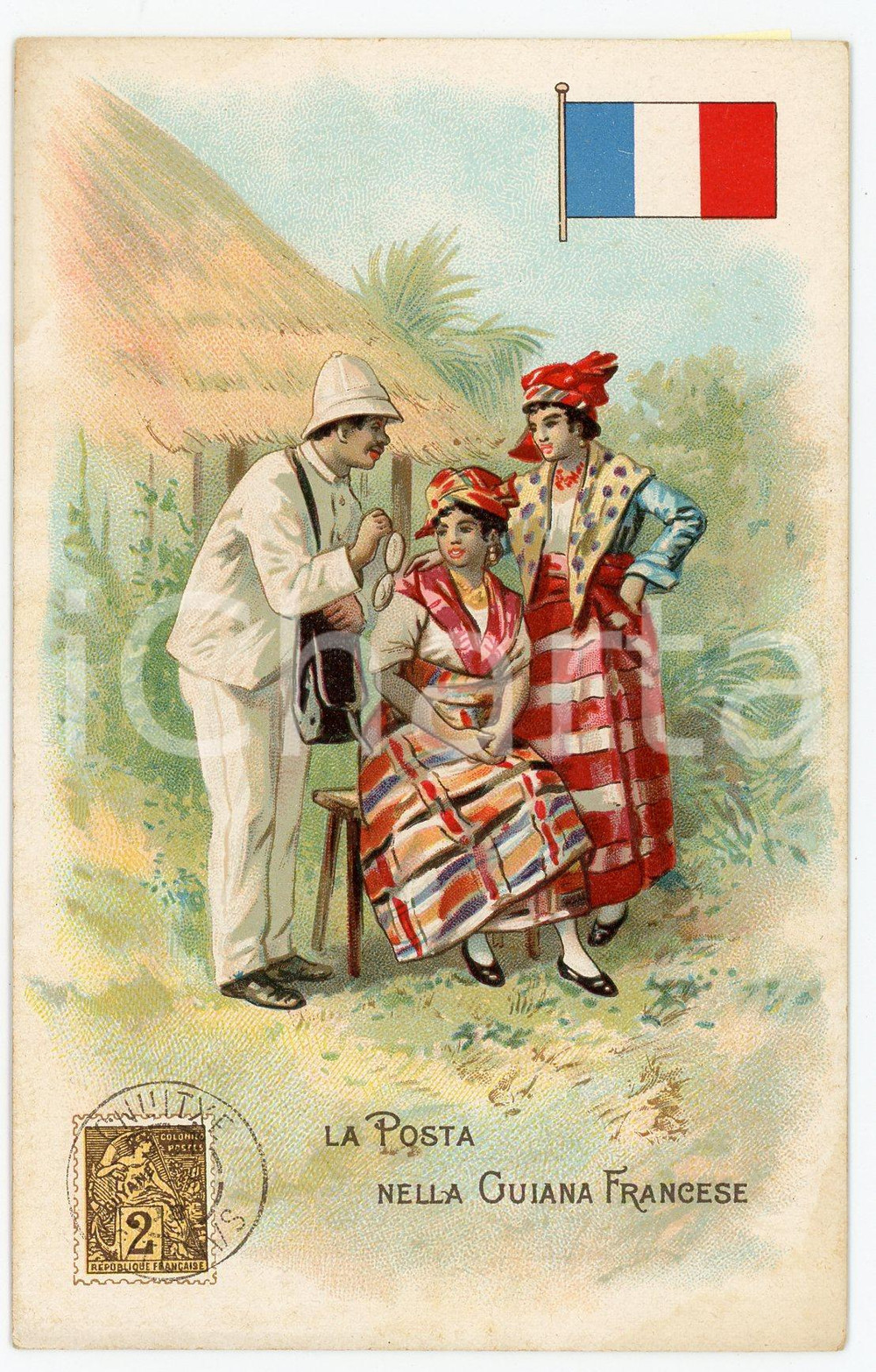 1920 ca MILANO Posta nella GUIANA FRANCESE Pubblicità LYSOFORM Cartolina  Cartolina postale d'epoca, non viaggiata. FAIR/discreto Smussature agli angoli Formato: FP originale e autentica 1