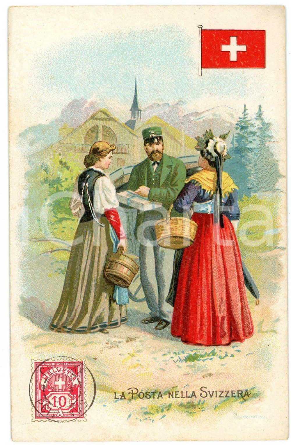1920 ca MILANO Posta nella SVIZZERA Pubblicità LYSOFORM Brioschi - Cartolina  Cartolina postale d'epoca, non viaggiata. FAIR/discreto Smussature agli angoli Formato: FP originale e autentica 1